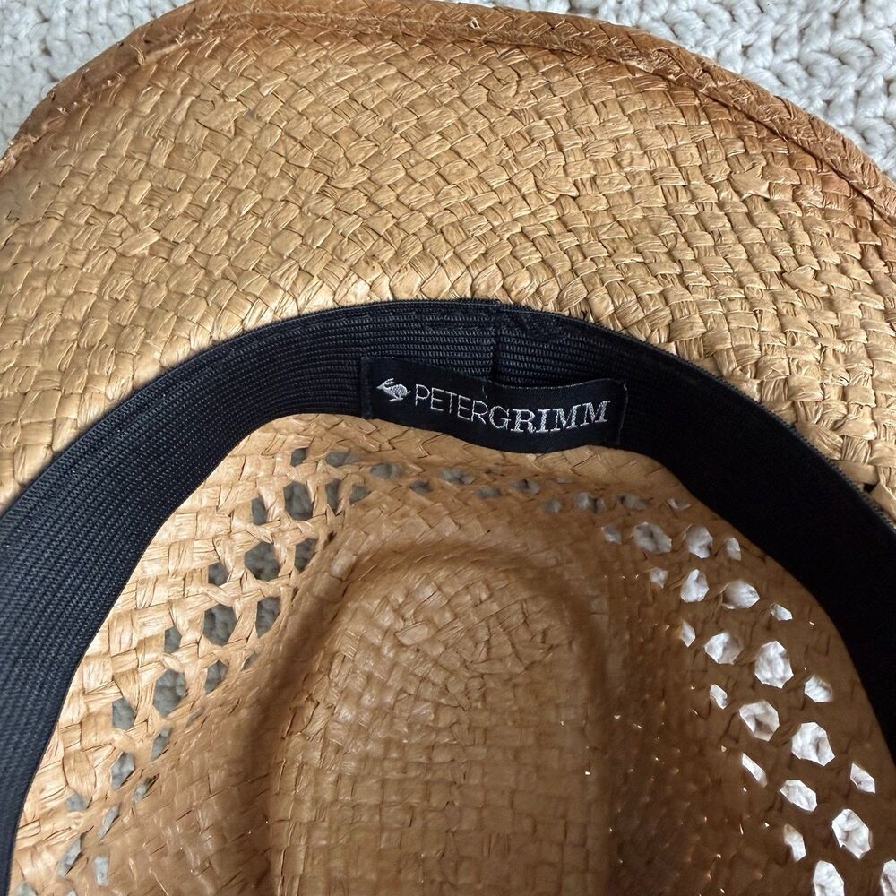 Peter Grimm Cowboy Hat Woven Straw Paper One Size Open Weave Tea Stain Tan Brown - Picture 2 of 11